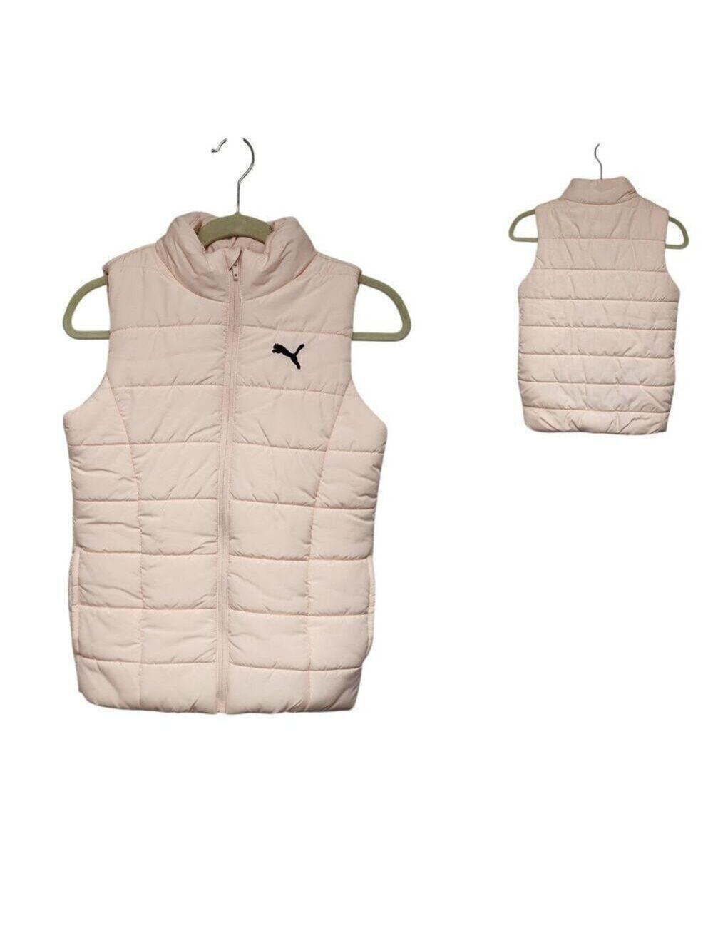 Puma Quilted Light Pink Full Zip Puffer Vest Girls Size Medium 10-12